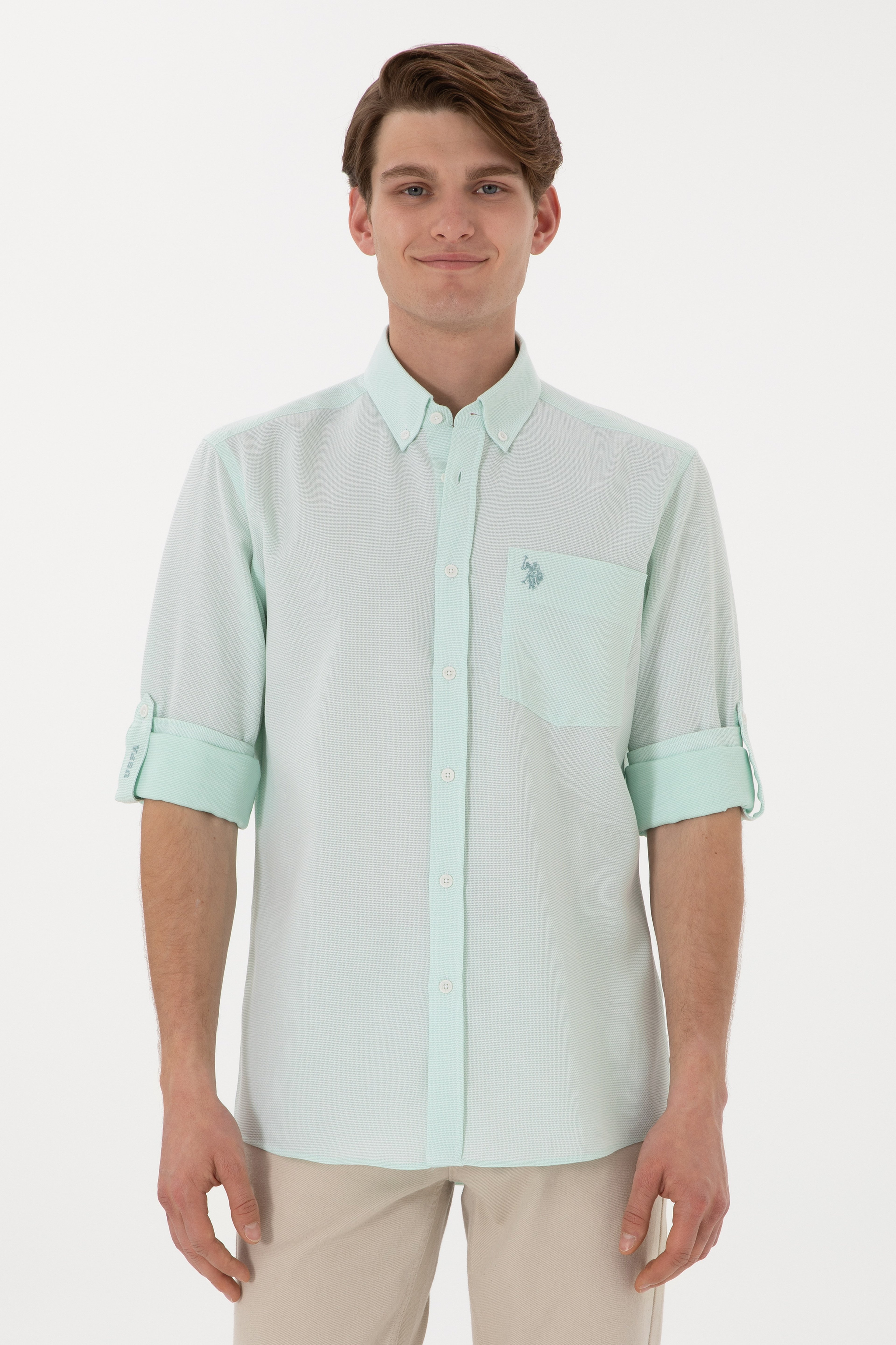 Erkek Mint Regular Fit Cepli Gömlek - Image 1