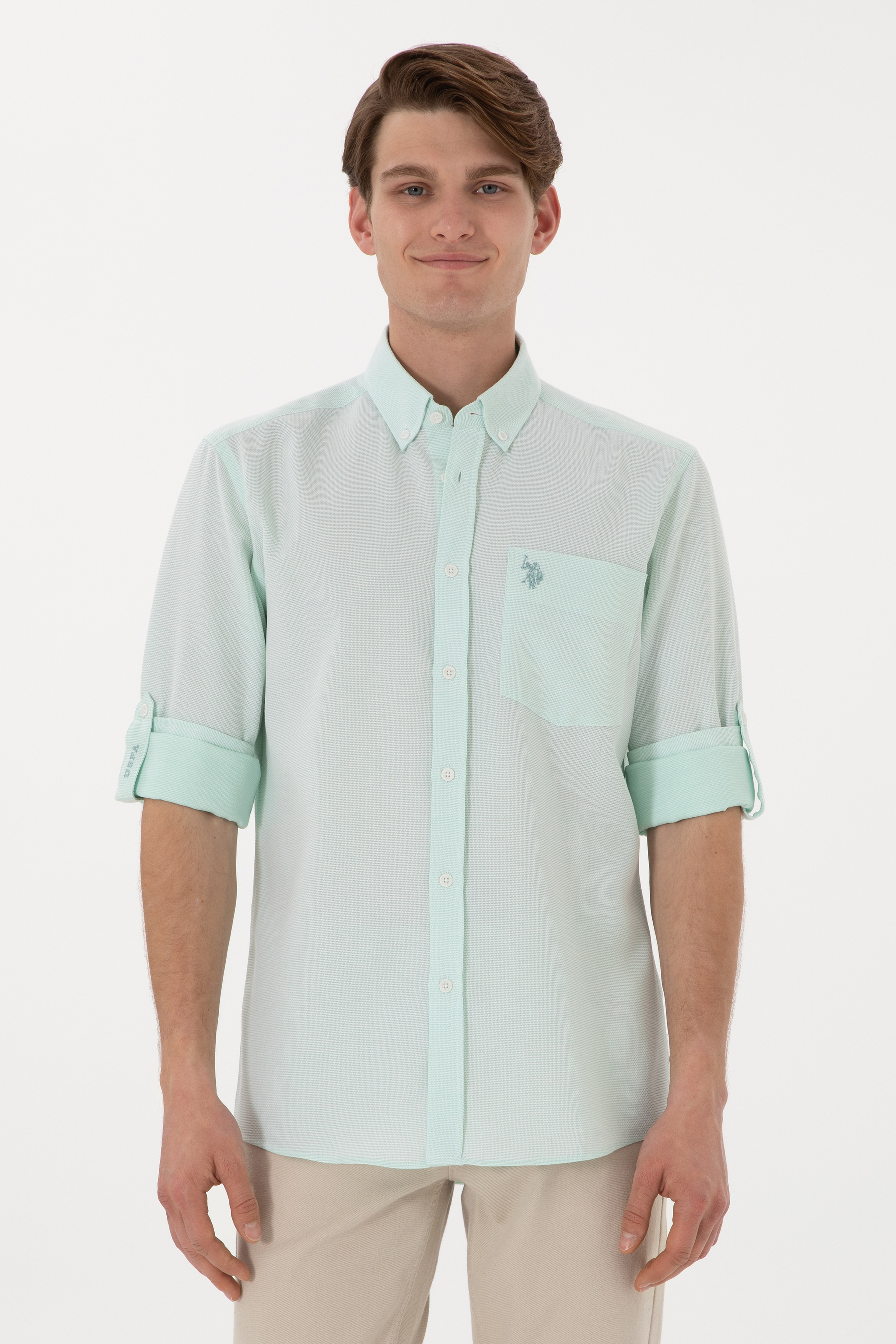 Erkek Mint Regular Fit Cepli Gömlek