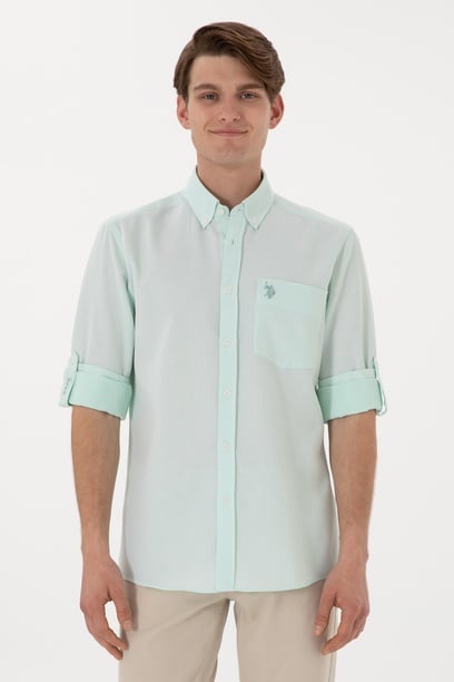 Erkek Mint Regular Fit Cepli Gömlek