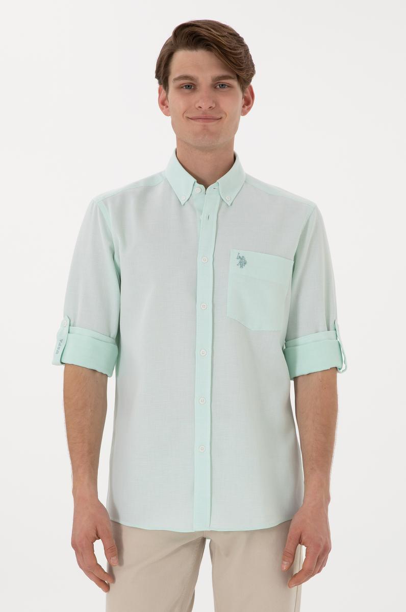 Erkek Mint Regular Fit Cepli Gömlek