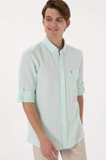 Erkek Mint Regular Fit Cepli Gömlek