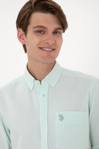Erkek Mint Regular Fit Cepli Gömlek