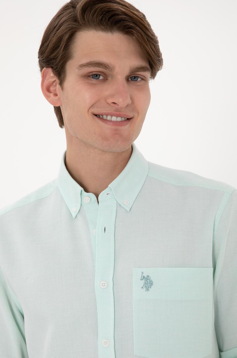 Erkek Mint Regular Fit Cepli Gömlek