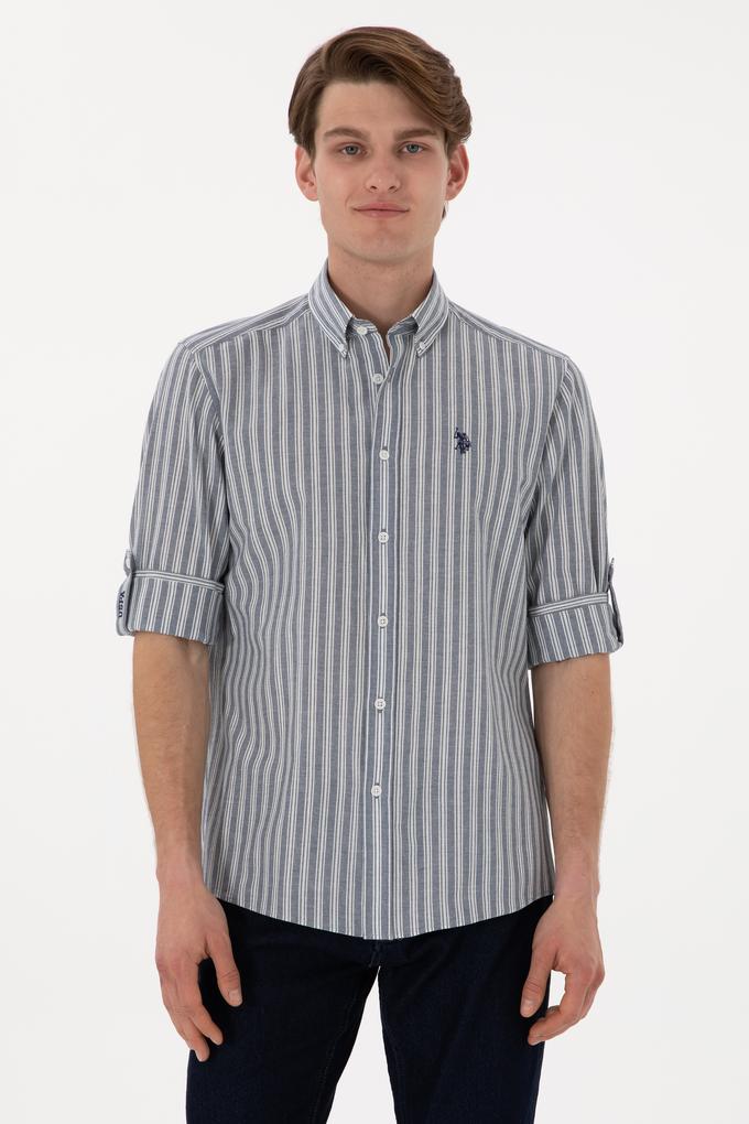 Erkek Mavi Uzun Kollu Gömlek