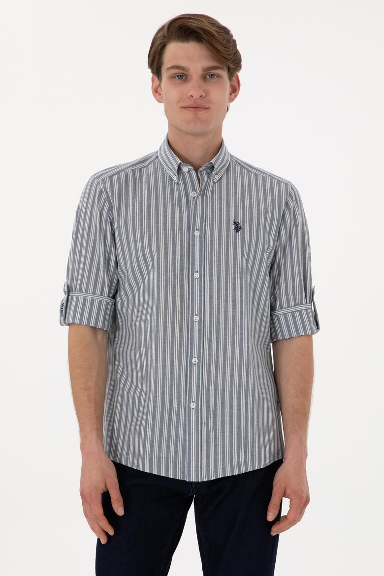 Erkek Mavi Uzun Kollu Gömlek