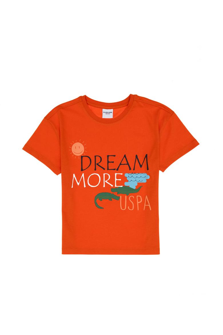 Erkek Çocuk Nar Çiçeği Oversize Bisiklet Yaka Tişört