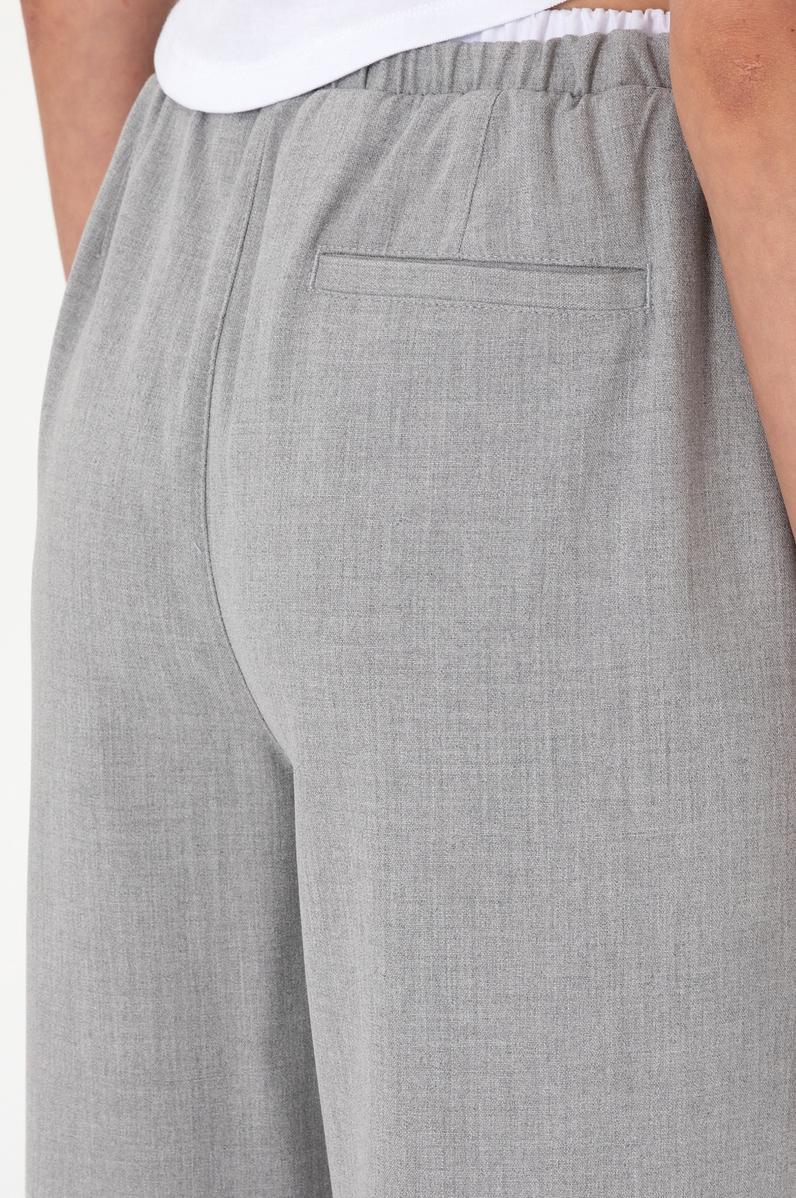 Kadın Gri Bel Detaylı Loose Fit Kanvas Pantolon