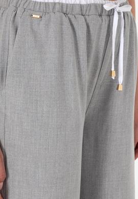 Kadın Gri Bel Detaylı Loose Fit Kanvas Pantolon - 50309118011