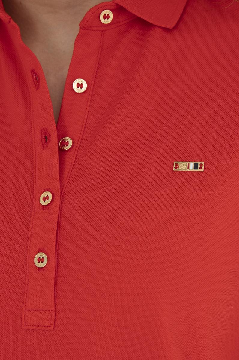 Kadın Kırmızı Polo Yaka Mini Boy Örme Elbise