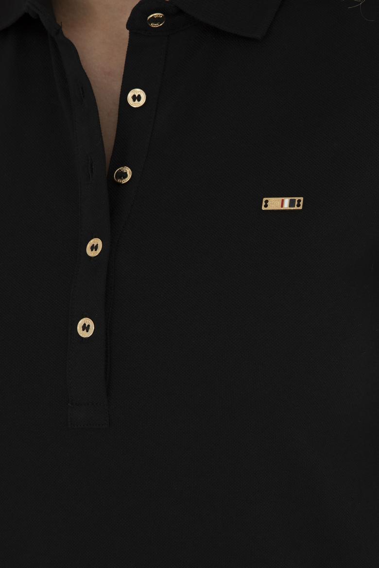 Kadın Siyah Polo Yaka Mini Boy Örme Elbise - 50305853008