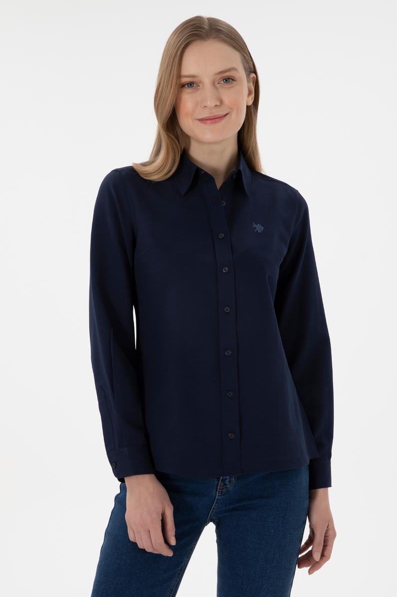 Kadın Lacivert Uzun Kollu Basic Gömlek