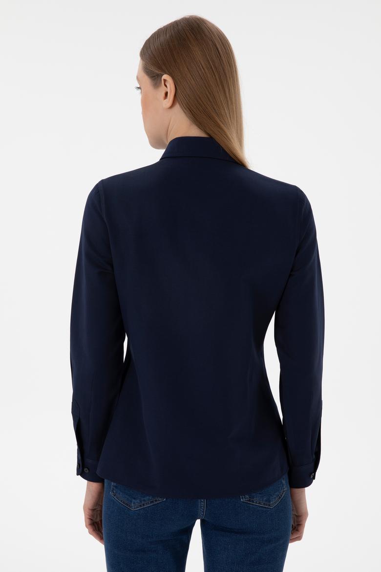 Kadın Lacivert Uzun Kollu Basic Gömlek - 50307726062