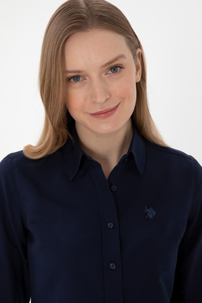 Kadın Lacivert Uzun Kollu Basic Gömlek - 50307726062