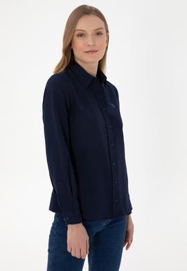Kadın Lacivert Uzun Kollu Basic Gömlek - 50307726062