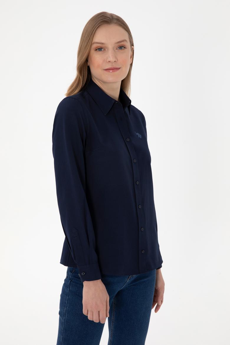 Kadın Lacivert Uzun Kollu Basic Gömlek - 50307726062