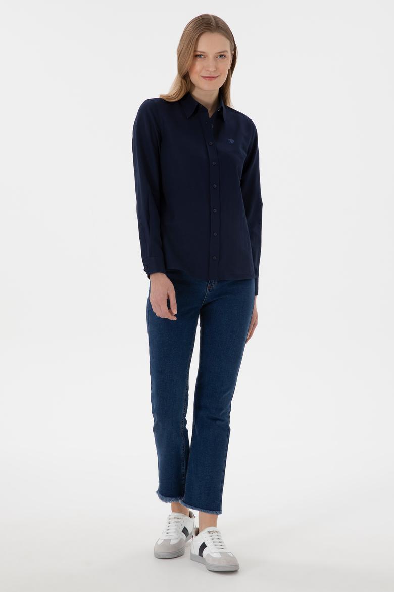Kadın Lacivert Uzun Kollu Basic Gömlek - 50307726062