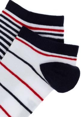 Erkek Beyaz 2'li Gri Çizgili Patik Çorap - 50311355001