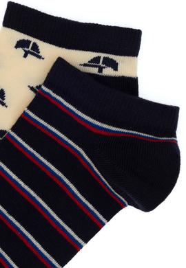 Erkek Lacivert 2'li Desenli Patik Çorap - 50311354001