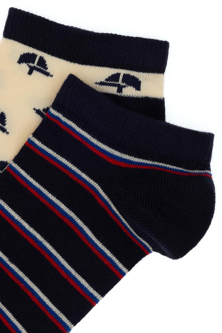 Erkek Lacivert 2'li Desenli Patik Çorap - 50311354001