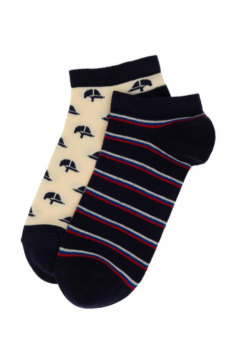 Erkek Lacivert 2'li Desenli Patik Çorap