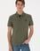 Erkek Slim Fit Polo Yaka Koyu Haki Basic Tişört