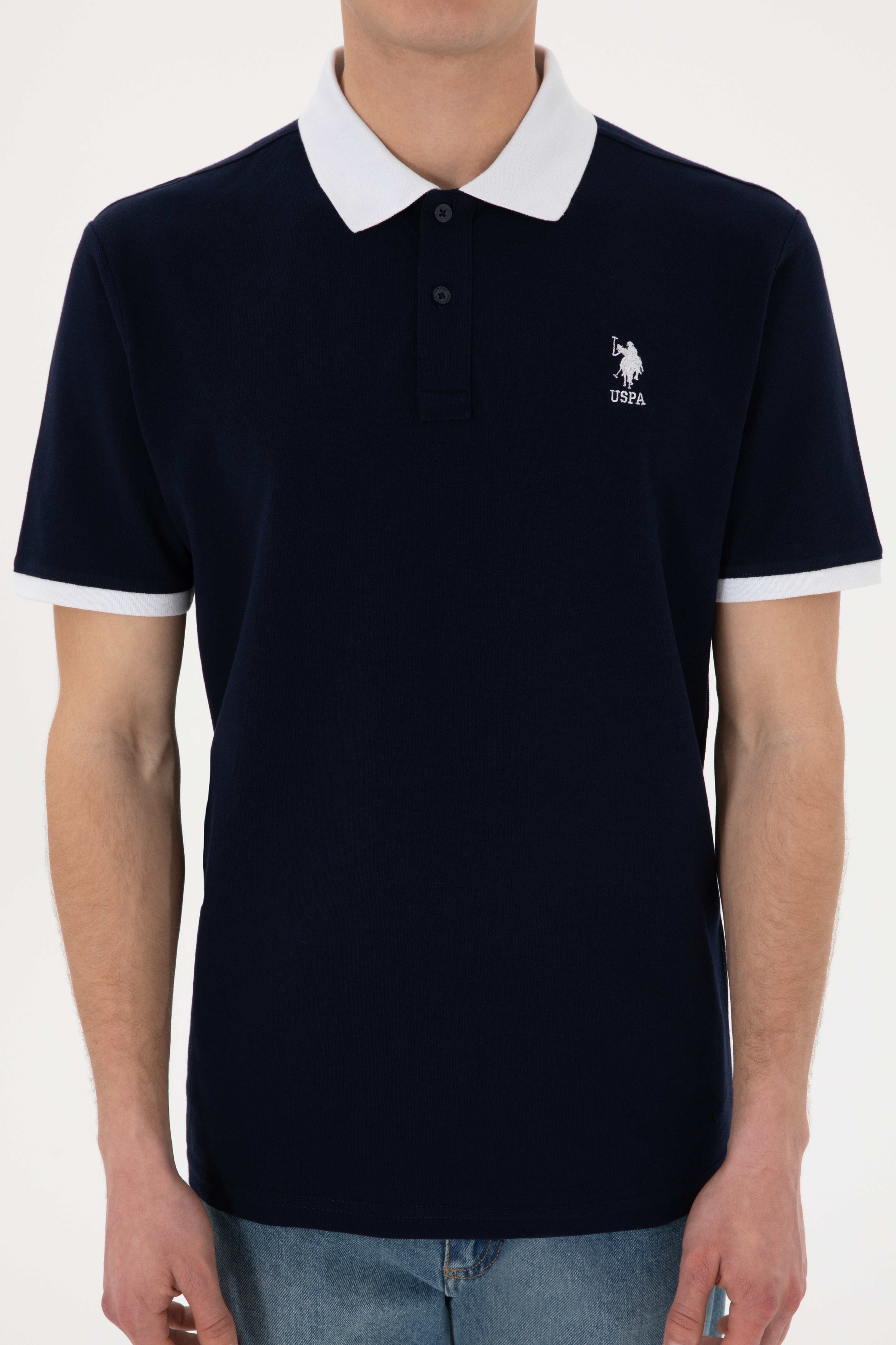 Erkek Regular Fit Polo Yaka Lacivert Basic Tişört
