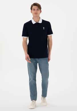 Erkek Regular Fit Polo Yaka Lacivert Basic Tişört - 50305989036