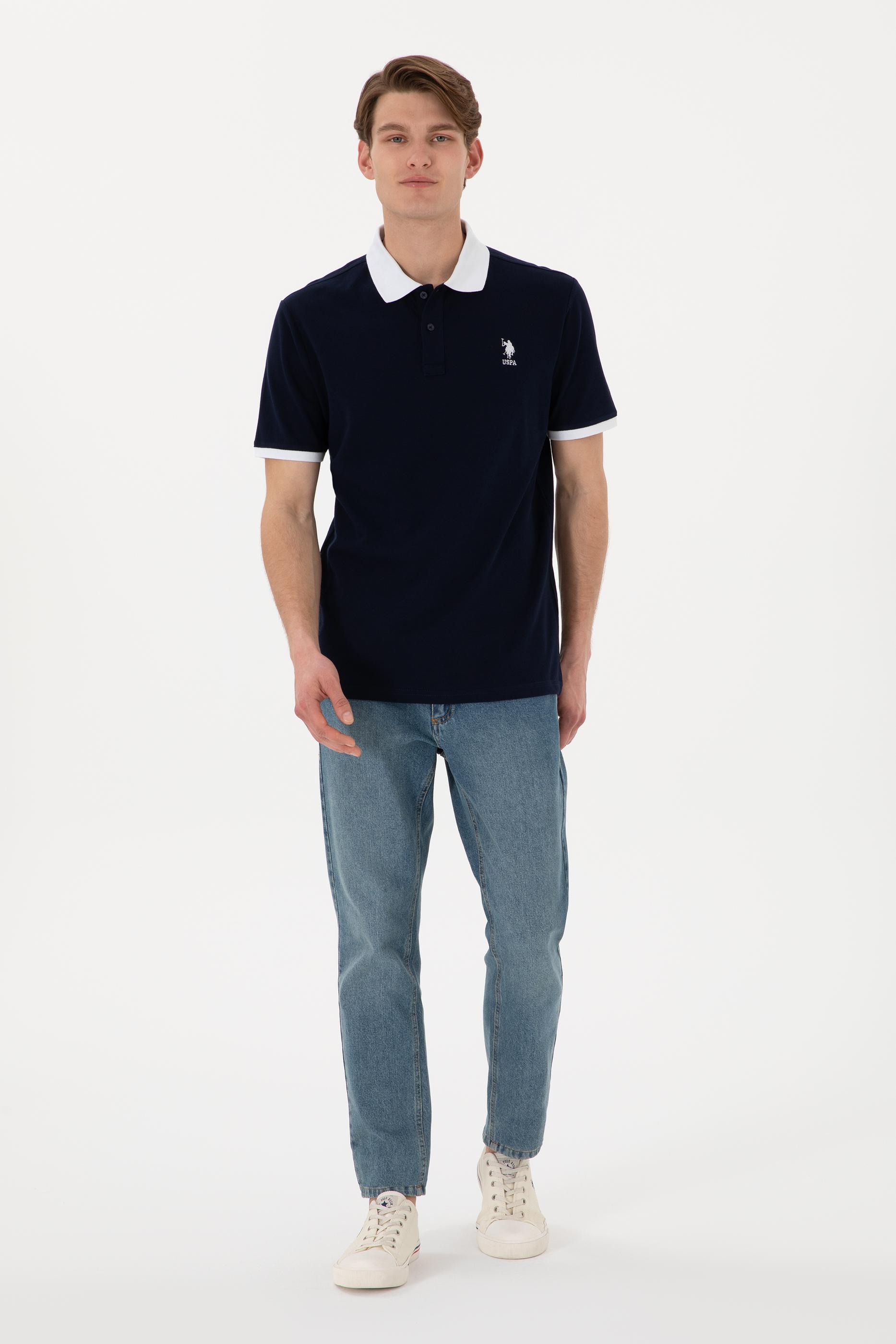 Erkek Regular Fit Polo Yaka Lacivert Basic Tişört