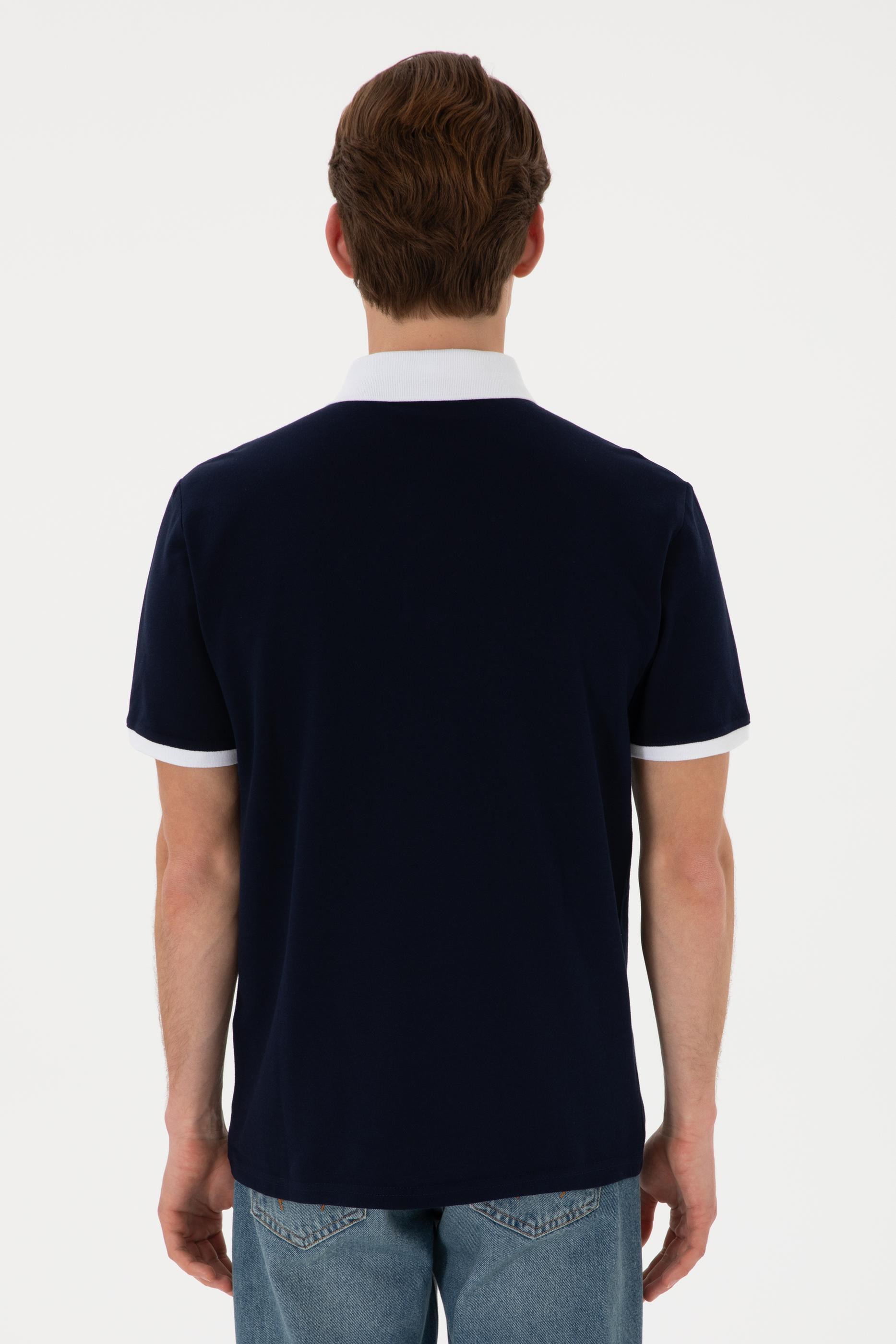 Erkek Regular Fit Polo Yaka Lacivert Basic Tişört