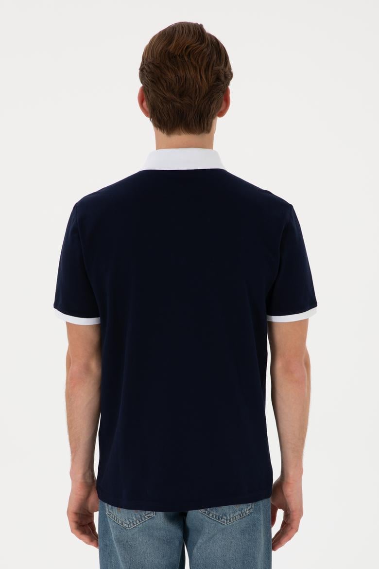 Erkek Regular Fit Polo Yaka Lacivert Basic Tişört - 50305989036