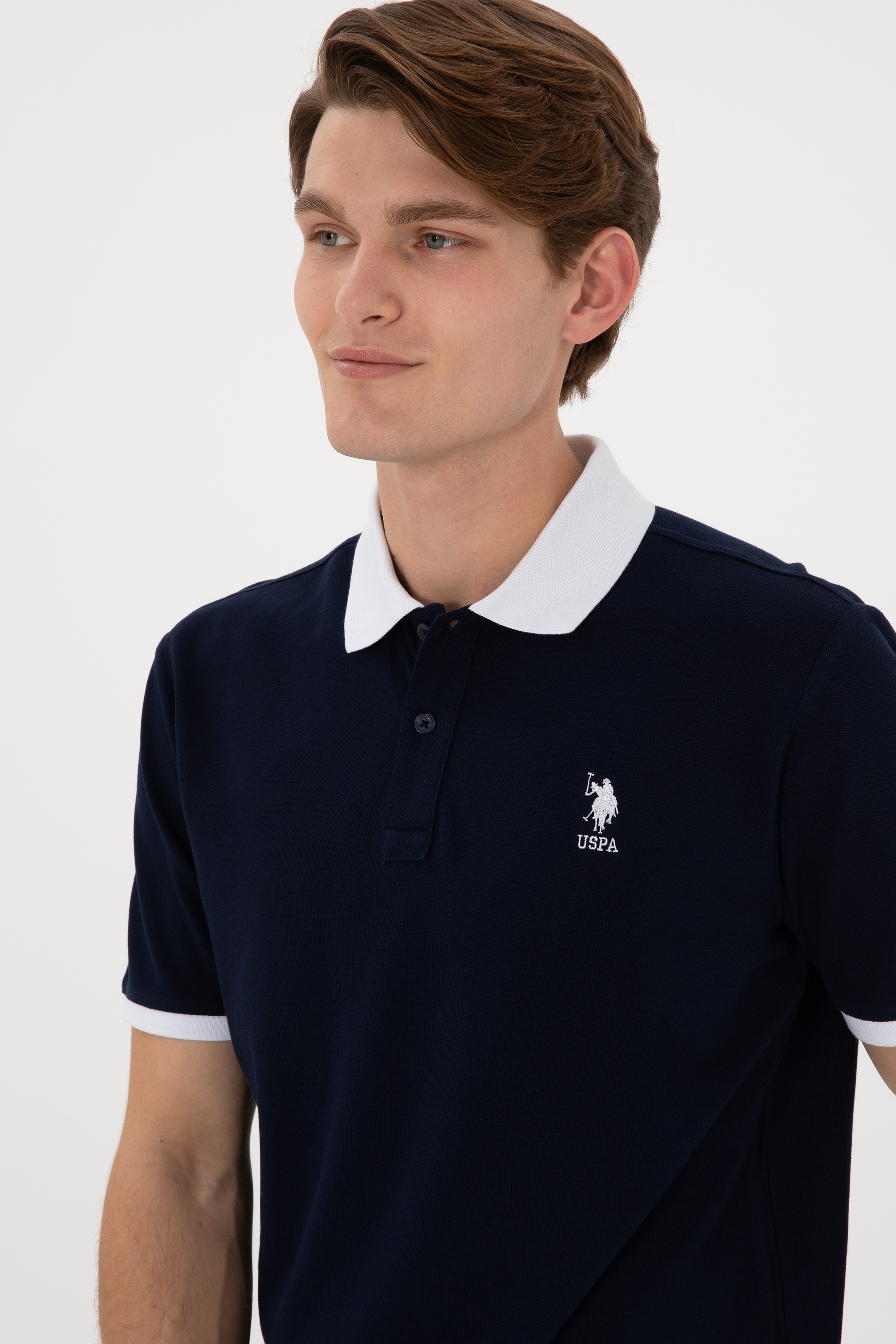 Erkek Regular Fit Polo Yaka Lacivert Basic Tişört - Image 3
