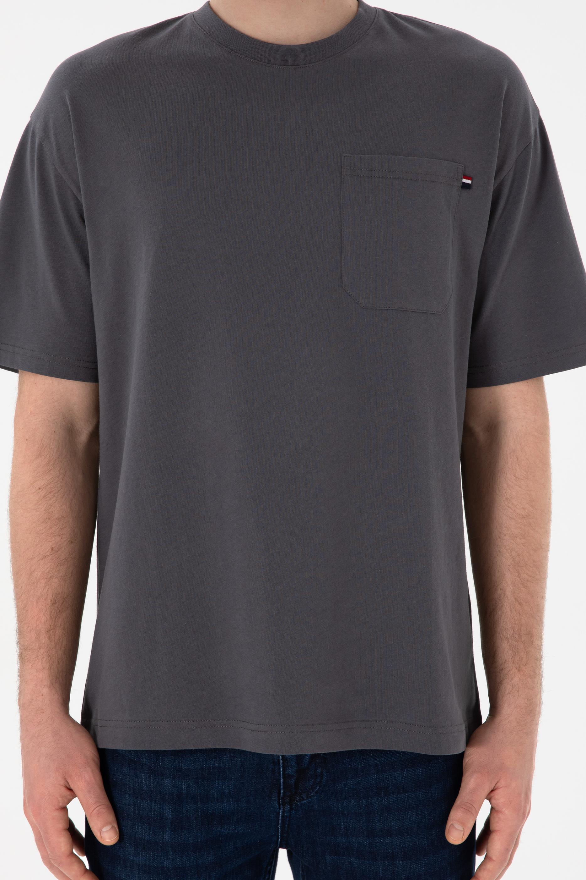 Erkek Comfort Fit Bisiklet Yaka Antrasit Tişört