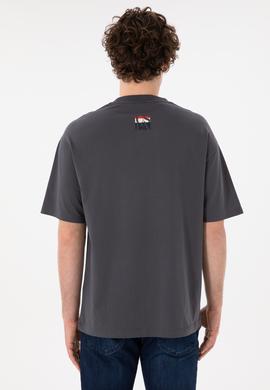 Erkek Comfort Fit Bisiklet Yaka Antrasit Tişört - 50305990056