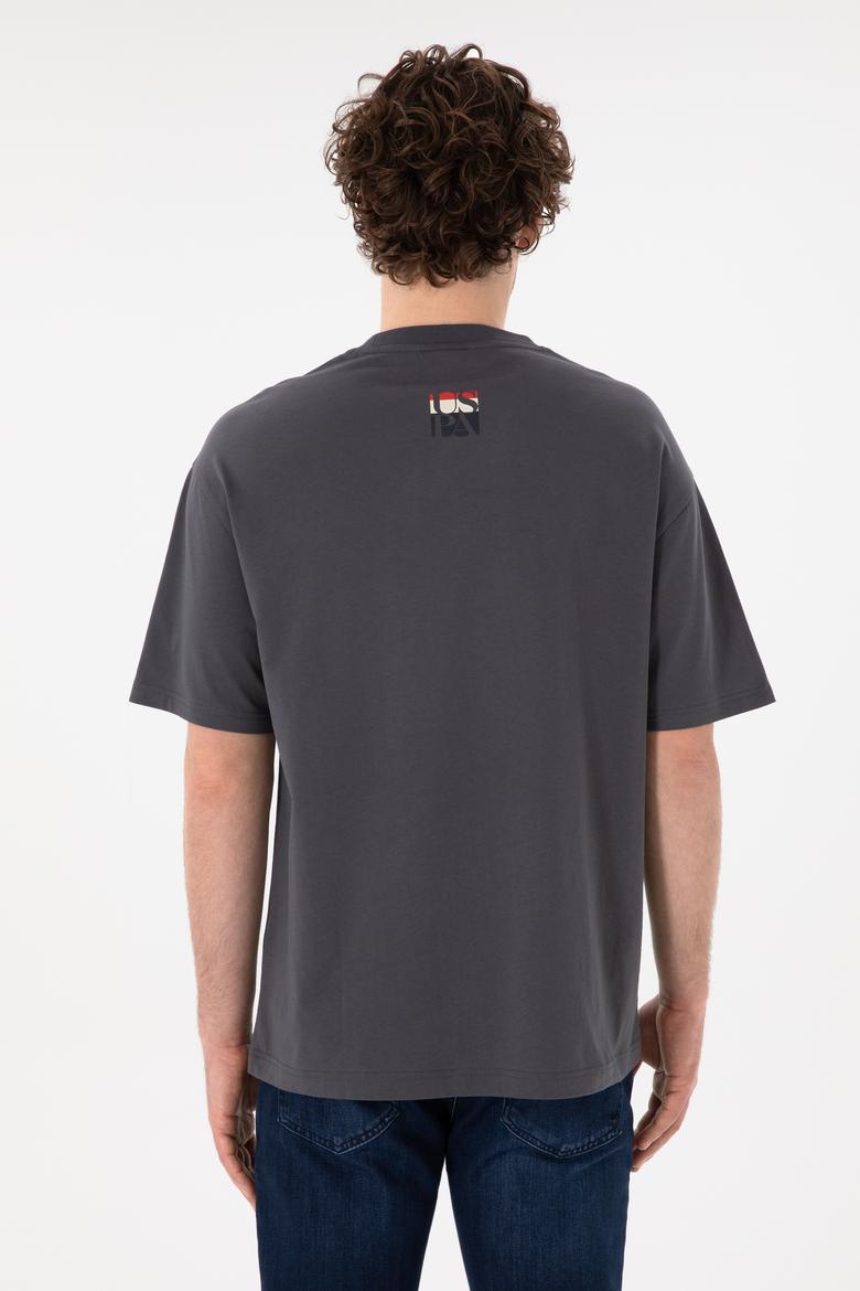 Erkek Comfort Fit Bisiklet Yaka Antrasit Tişört - 50305990056