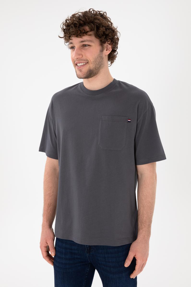 Erkek Comfort Fit Bisiklet Yaka Antrasit Tişört