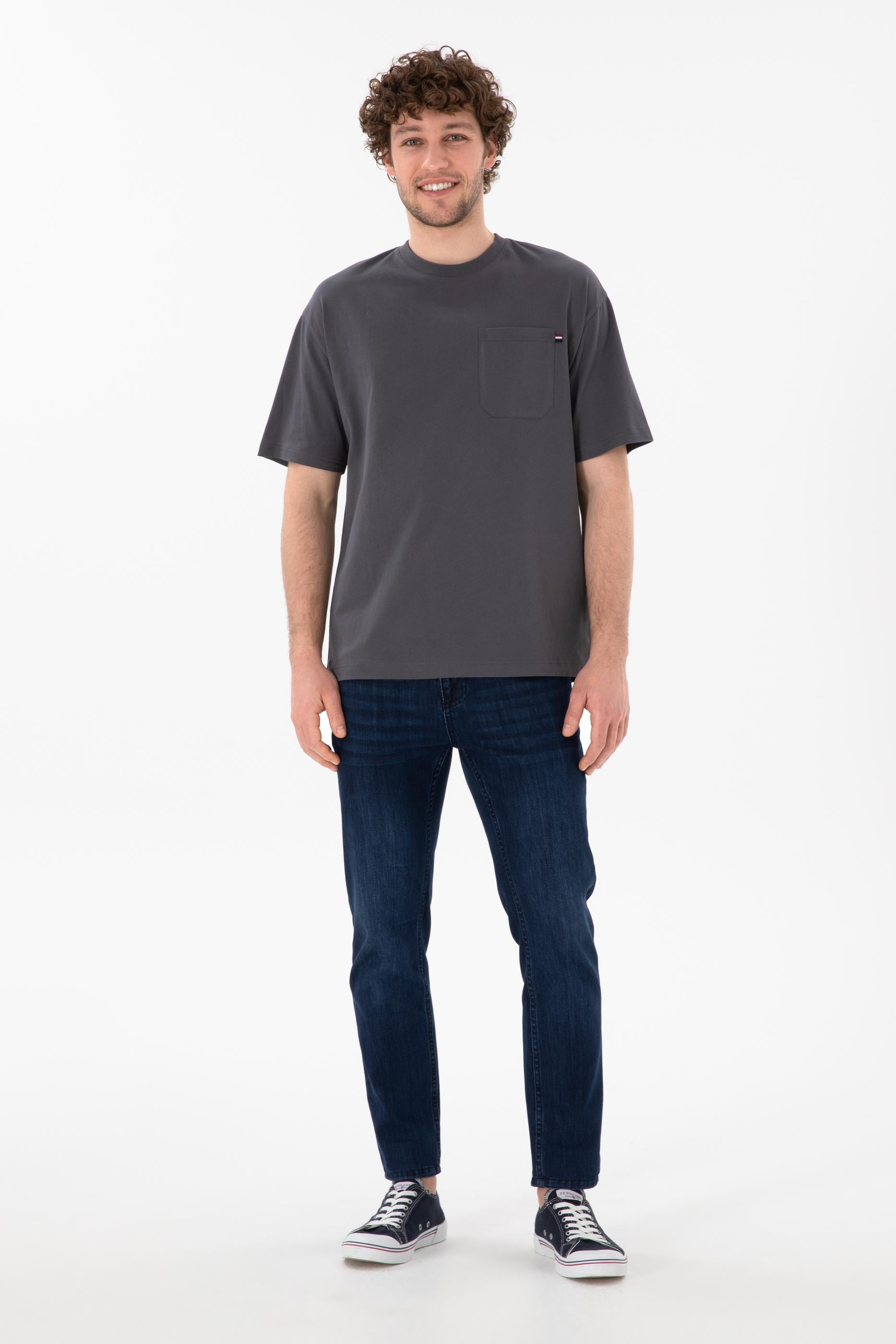 Erkek Comfort Fit Bisiklet Yaka Antrasit Tişört