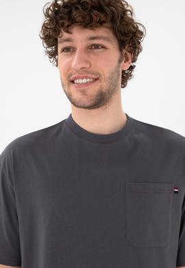 Erkek Comfort Fit Bisiklet Yaka Antrasit Tişört - 50305990056