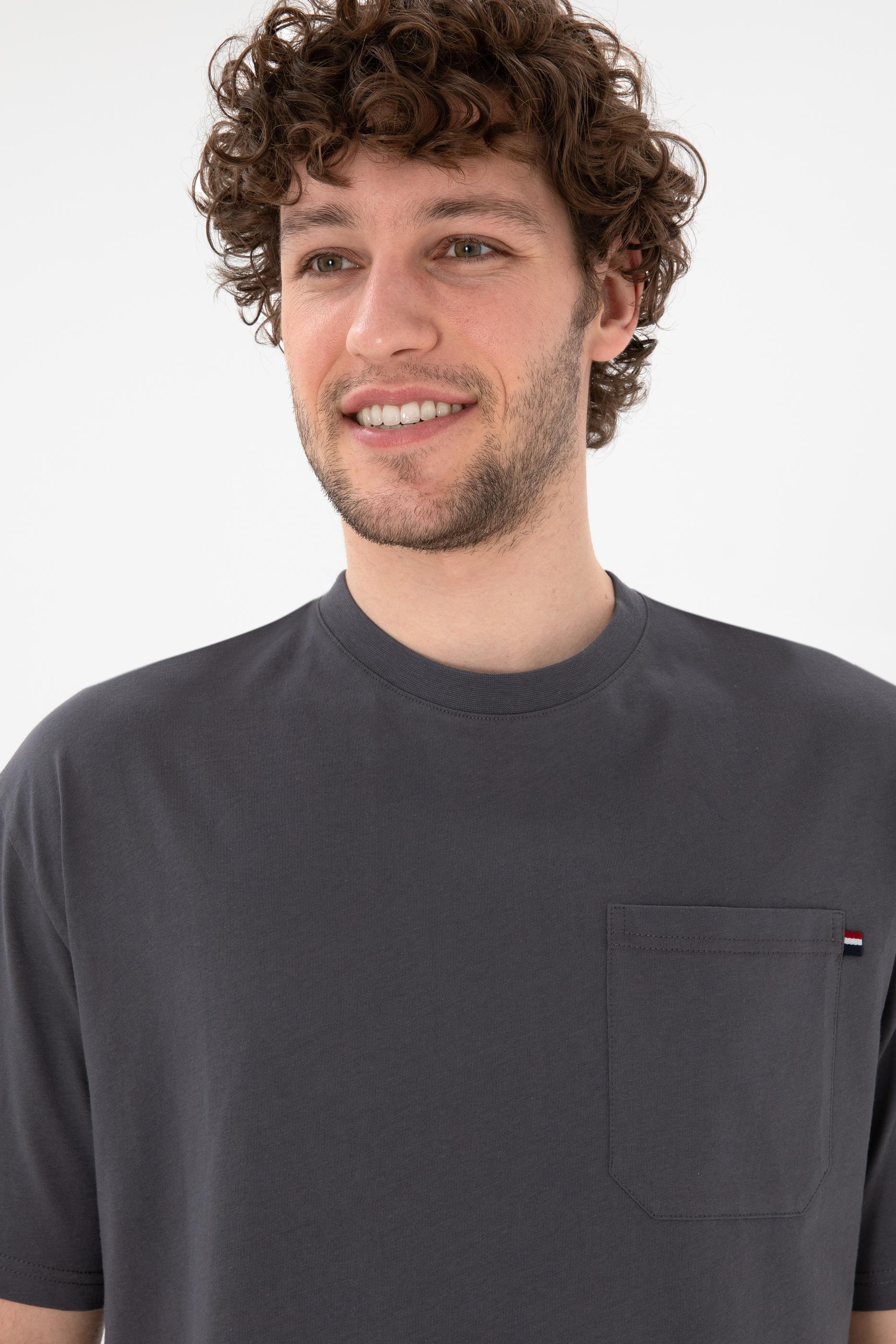 Erkek Comfort Fit Bisiklet Yaka Antrasit Tişört