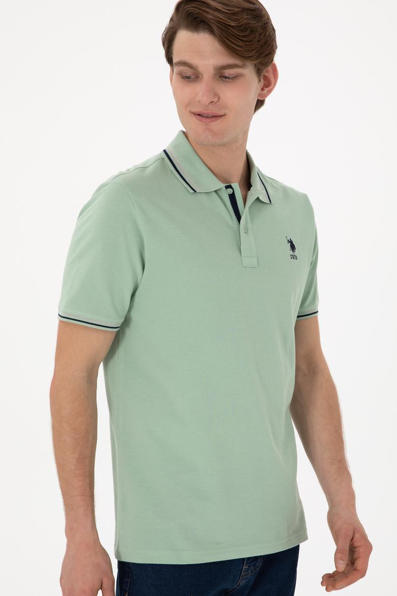 Erkek Regular Fit Polo Yaka Su Yeşili Basic Tişört - 50306011218