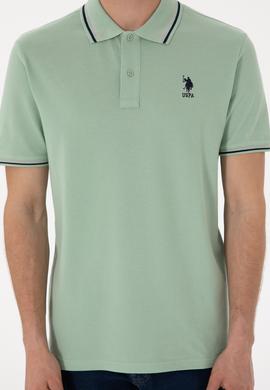 Erkek Regular Fit Polo Yaka Su Yeşili Basic Tişört - 50306011218