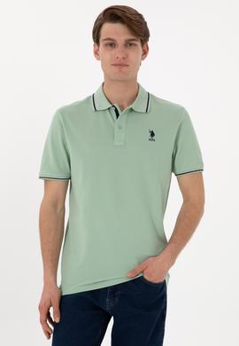 Erkek Regular Fit Polo Yaka Su Yeşili Basic Tişört - 50306011218