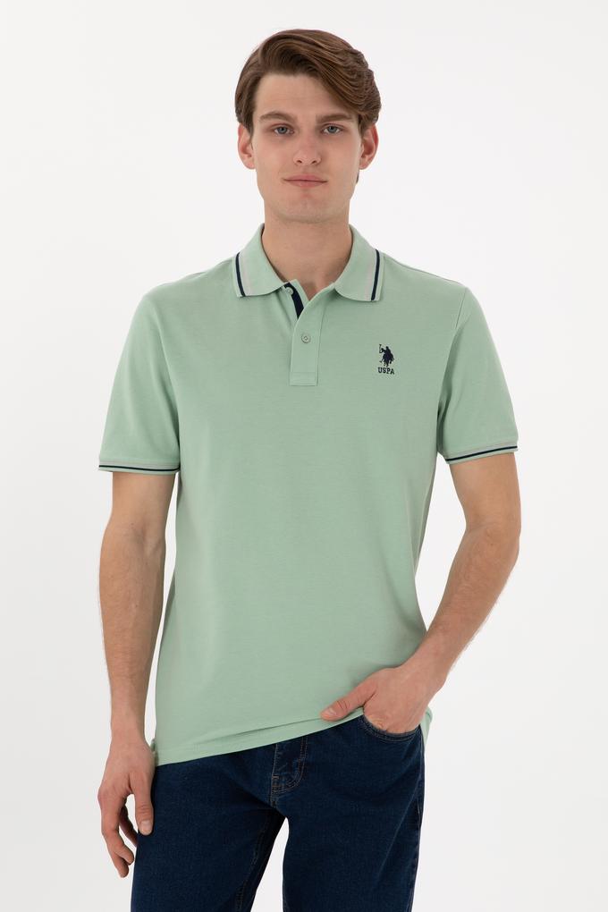 Erkek Regular Fit Polo Yaka Su Yeşili Basic Tişört