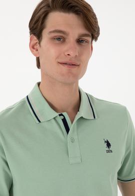 Erkek Regular Fit Polo Yaka Su Yeşili Basic Tişört - 50306011218