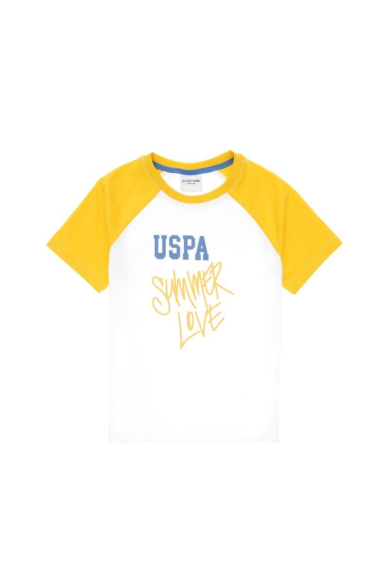 Erkek Çocuk Beyaz Bisiklet Yaka Tişört