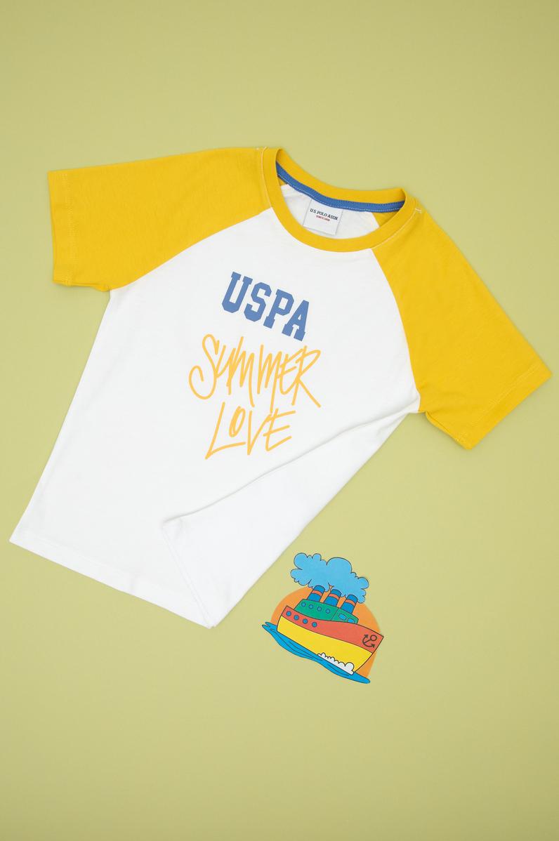 Erkek Çocuk Beyaz Bisiklet Yaka Tişört