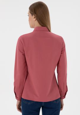Kadın Vişne Uzun Kollu Basic Gömlek - 50307726082