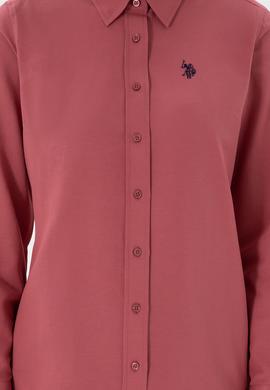 Kadın Vişne Uzun Kollu Basic Gömlek - 50307726082