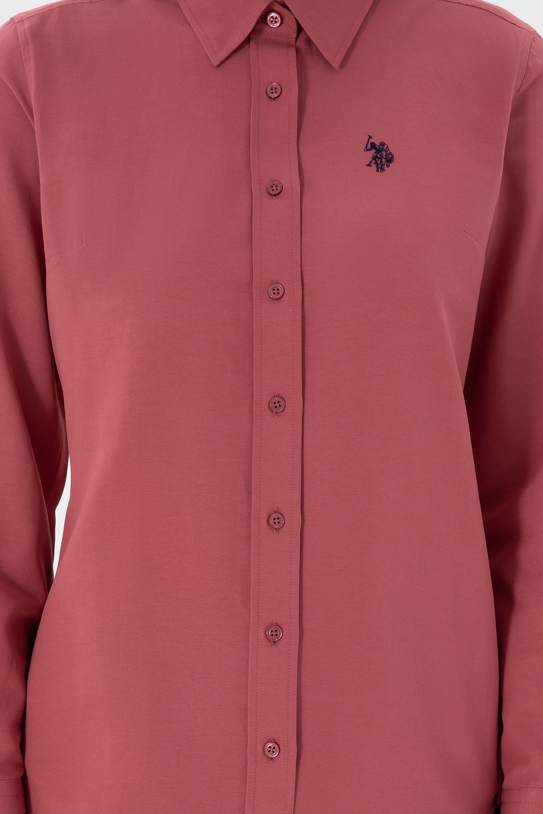 Kadın Vişne Uzun Kollu Basic Gömlek