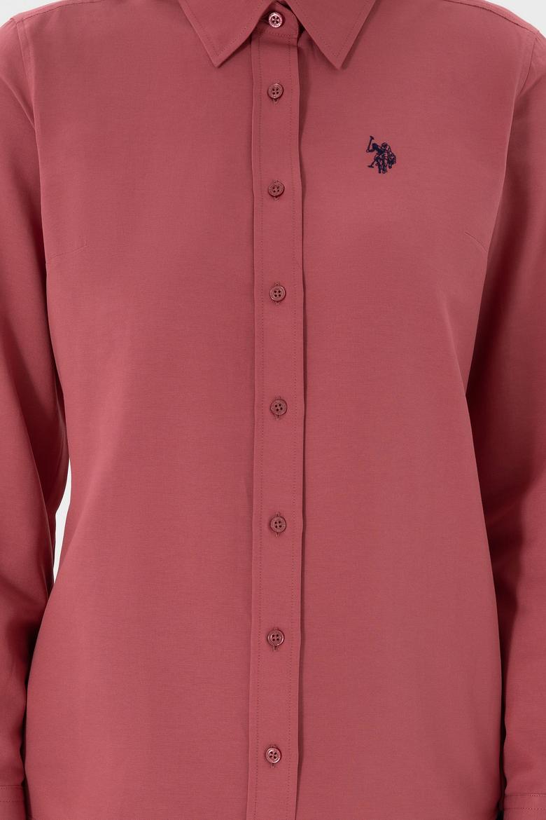 Kadın Vişne Uzun Kollu Basic Gömlek - 50307726082