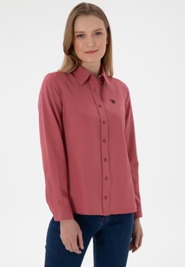 Kadın Vişne Uzun Kollu Basic Gömlek - 50307726082